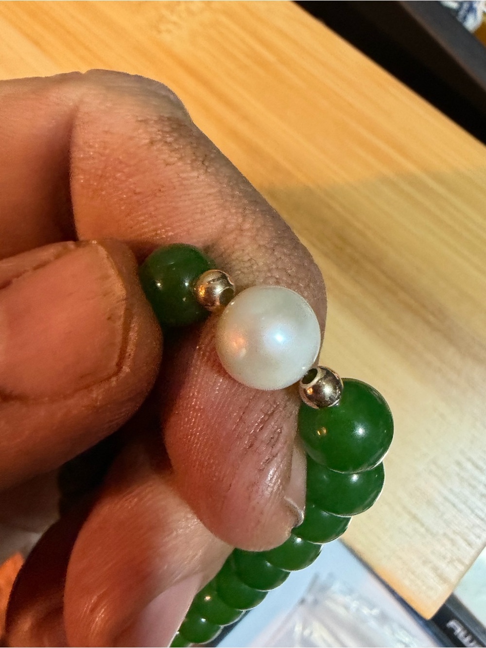 14k gold  with real Pearl and jade - Women Jewelry